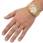 ساعت مردانه رولکس دیت جاست طلایی صفحه سفید نگین دار مسترکوالیتی موتور ژاپن - Image 2
