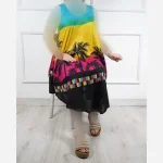 سارافون نخی هندی وارداتی تابستانه فری سایز مدل نخل - Image 7