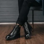 کفش نیم بوت اسپرت مردانه چرم صنعتی رنگ مشکی - Image 8