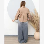 شومیز گره ای لینن وارداتی زنانه و دخترانه فری سایز مناسب تا سایز 46 - Image 4