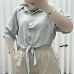 شومیز زنانه گره ای مدل کیمونو جنس بابوس فری سایز - Image 5