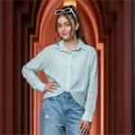 شومیز تابستانه گره ای دخترانه جنس پری رنگ بندی متنوع سایز 7 تا 16 سال - Image 5
