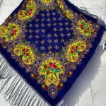 روسری ترکمنی پشمی اصل روسیه ریشه ابریشم قواره 148 در 148 برند پاولو پوساد مدل پاییزی و زمستانی - Image 2