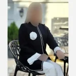 کت نیلوفر کرپ مازراتی بلند رنگ مشکی و سرخابی - تصویر 10