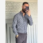 پیراهن آستین بلند مردانه راه راه - Image 4