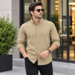 پیراهن جین کاغذی مردانه آستین بلند اسپرت رنگ آبی - Image 2