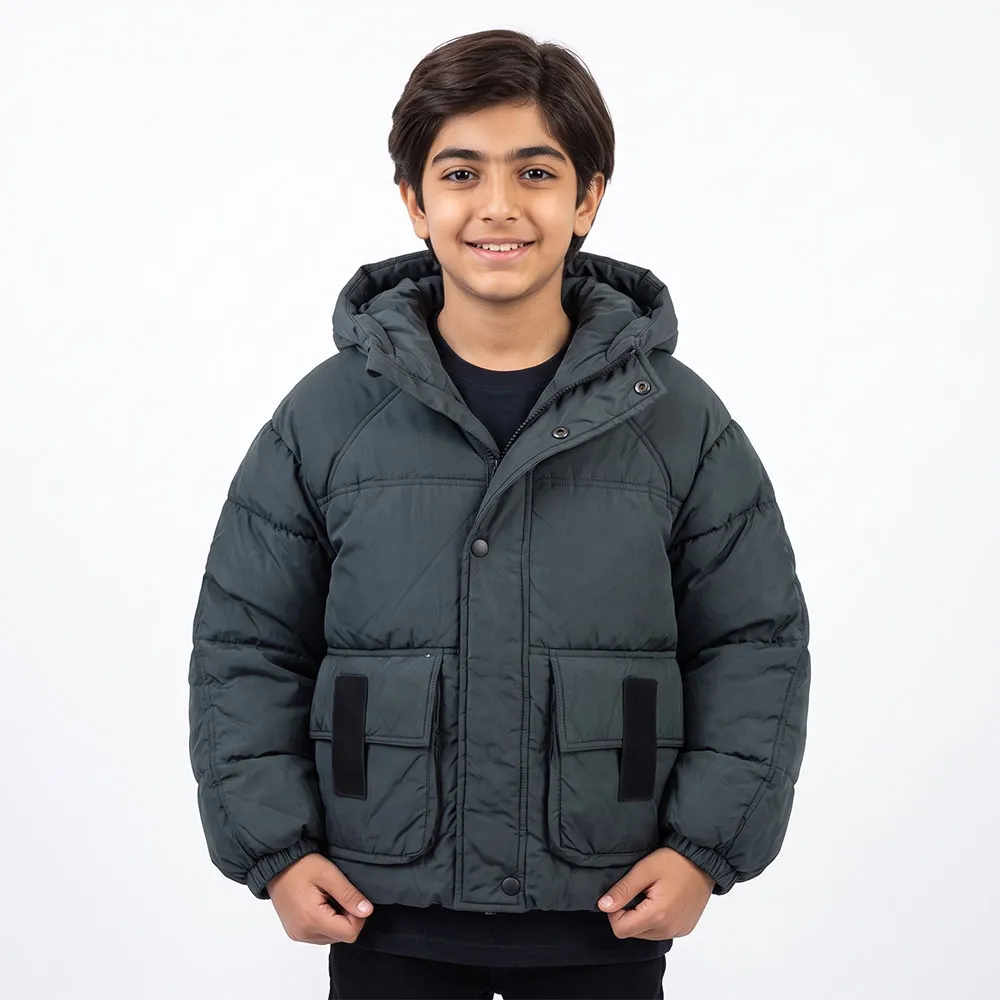 10517630-87c9-4cee-9562-07dcad5d7bde کاپشن باکسی پسرانه رنگ زغال سنگی - Image 1