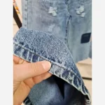 شلوار جین بگ اسپرت دختر و پسر 7 تا 14 سال زاپ دار پچ دار کمر کشی جین ترک باکیفیت - تصویر 8