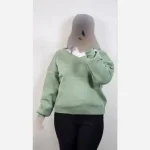 بلوز بافت زنانه یقه هفت نخ آکریل ترک فری سایز - تصویر 7