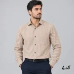 پیراهن مردانه آستین بلند راه راه قواره آزاد جیب دار بنگال کشی رنگ ثابت بدون آبرفت بدون نیاز به اتو لارج تا 2XL - تصویر 4