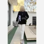 کت پاپیون کرپ مازراتی زنانه رنگ مشکی سرخابی کاربنی - تصویر 18