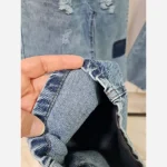 شلوار جین بگ اسپرت دختر و پسر 7 تا 14 سال زاپ دار پچ دار کمر کشی جین ترک باکیفیت - تصویر 9