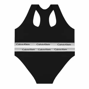 ست نیم تنه و شورت زنانه ورزشی کش اسپرت نخی پنبه ای کاپ متحرک Calvin Klein