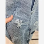 شلوار جین بگ اسپرت دختر و پسر 7 تا 14 سال زاپ دار پچ دار کمر کشی جین ترک باکیفیت - تصویر 6