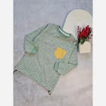 بلوز پاییزه بچگانه اسپرت راه راه تک جیب سایز 50 تا 60 پنبه ای مخملی سوپر سافت - تصویر 13