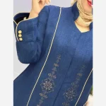 مانتو زنانه مزونی دلبر یقه هفت ایستاده جنس شانتون صوفیا جودن سایز بزرگ - تصویر 5