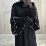 عبای زنانه مدل لاله مشکی جت بلک آستین لاله ای فرم آزاد - تصویر 2