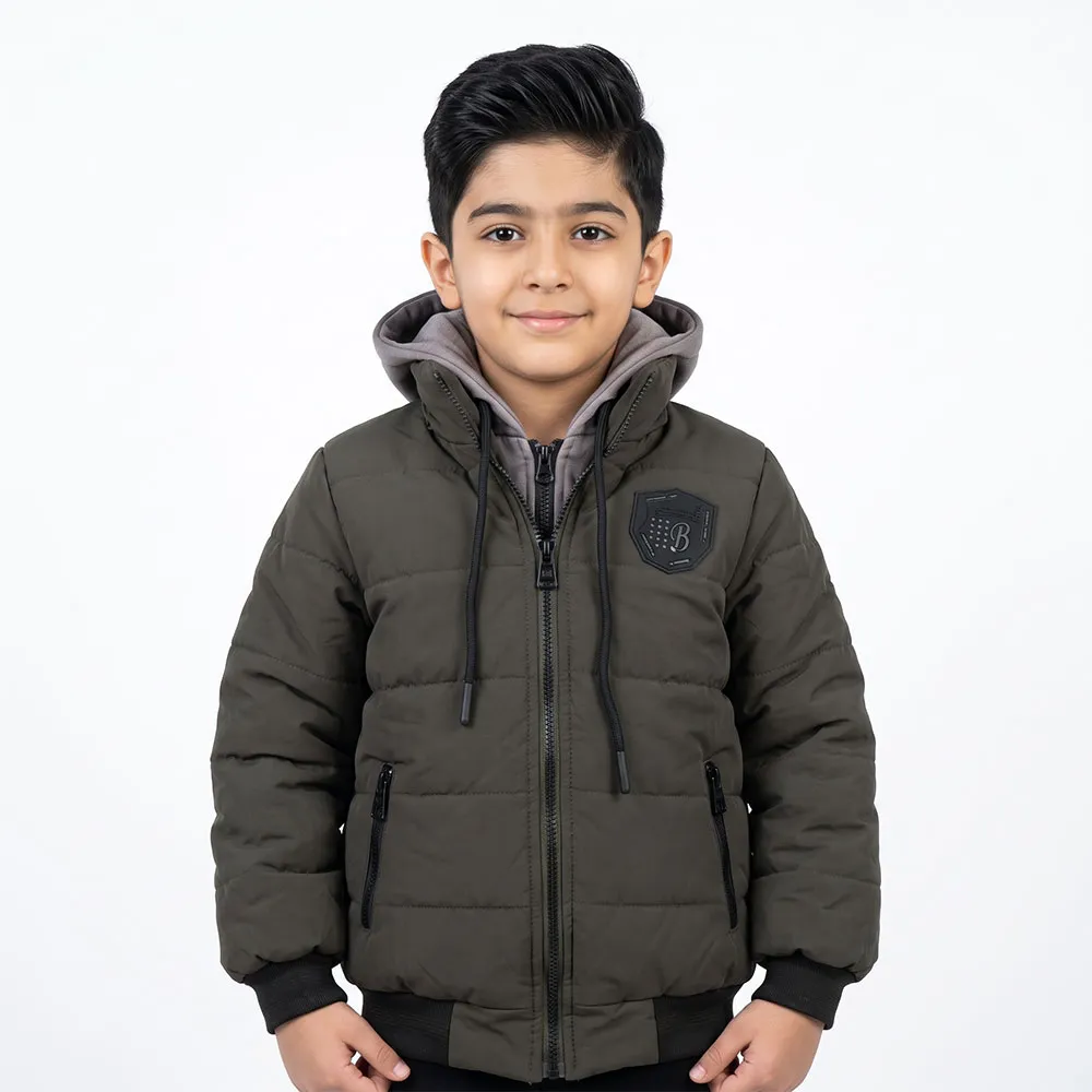 5ef52905-9de1-4713-b07b-9563b8413286 کاپشن پسرانه برزنتی قهوه ای سوخته پاییزه و زمستانه - Image 1