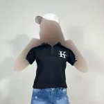 پولوشرت نخ پنبه نیم زیپ زنانه طرح کلوین