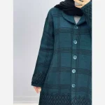 مانتو بافت بلند سایز بزرگ یقه آرشال - تصویر 5