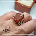 انگشتر مردانه آلیاژ نقره روس با سنگ عقیق سرخ و حکاکی سوره یس - تصویر 2