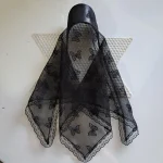 مینی اسکارف نقابدار سه گوش گیپور مشکی ابعاد 68 در 68 سانتی متر - Image 3