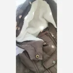 کاپشن خلبانی گرم بچگانه زمستانی کلاهدار رنگ قهوه ای شکلاتی سایز 50 تا 60 - تصویر 2