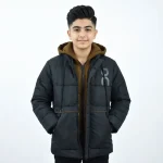 کاپشن پسرانه برزنتی مشکی آستردار