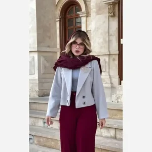 کت و شلوار زنانه مدل امیلی کت فوتر شلوار مازراتی طوسی زرشکی