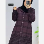 مانتو بافت بلند سایز بزرگ یقه آرشال - تصویر 4