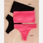 ست نیمتنه دکلته و شورت بکلس نخی کبریتی کاپدار متحرک سایز 38 تا 46 - Image 4