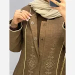 مانتو زنانه مزونی دلبر یقه هفت ایستاده جنس شانتون صوفیا جودن سایز بزرگ - تصویر 3