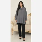 تونیک زنانه فری سایز جنس آیوا رنگ شکلاتی و طوسی