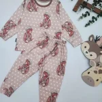 بلوز و شلوار راحتی کودک طرح تدی نخی دخترانه و پسرانه چهار فصل - تصویر 2