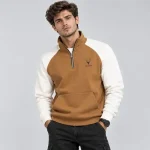 سویشرت مردانه دورس داخل کرکی یقه ایستاده زیپ دار طرح حروف - تصویر 3