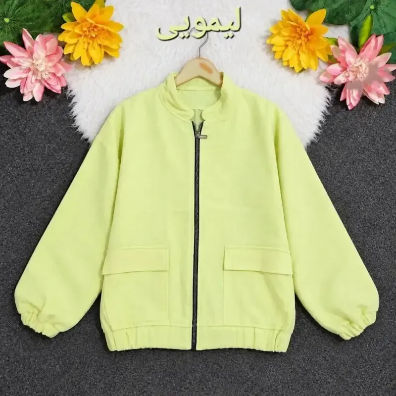 023881d5-b073-42d8-92e9-b7d88c192399 بامبر جکت زنانه فلونزی ضخیم گرم مناسب پاییز قد 63 رنگ قهوه ای - تصویر 1