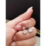 گوشواره نقره زنانه آویز عیار 925 با روکش طلا سفید طرح خاص - تصویر 4