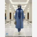 مانتو گلدوزی شده مدل رویسا پارچه شانتون اسلپ قد 109 سانت - تصویر 15