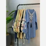 تونیک چاپی رنگی آرامش جنس شانتون درجه یک فری سایز - تصویر 14