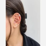 پک گوشواره دخترانه برنجی مدل ایرکاف چندتکه رنگ طلایی و نقره ای - تصویر 5
