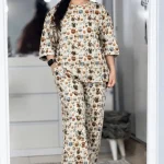 ست تیشرت شلوار راحتی سه بعدی قواره بزرگ پنبه گیاهی - تصویر 10