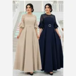 ماکسی جانان جنس کرپ مازراتی درجه یک با کمربند رنگبندی متنوع سایزبندی - تصویر 2