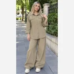 مانتو کتان بغل دکمه ژینا کتان کش اعلا فری سایز - تصویر 3