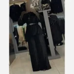 ست شومیز و شلوار مخمل مزونی نگین دار رنگ مشکی