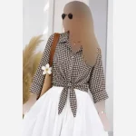 شومیز گره ای جنس الیزه درجه یک مناسب سایز 38 تا 50 - تصویر 16