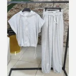 ست کراپ شلوار زنانه مدل ارینا پارچه پنبه گلکسی فریسایز 38 تا 44 - تصویر 4