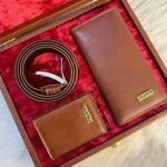 پک هدیه مردانه چرمی شامل کیف پول جاکارتی و کمربند مشکی و عسلی - تصویر 6
