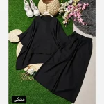 ست تیکه اسپینیش جنس صوفیا اعلا رنگ مشکی سایز فری 38 تا 46 - تصویر 3
