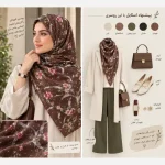 روسری طرحدار پاییزی نخی درجه یک قواره 140 - تصویر 2