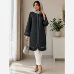 مانتو زنانه گلدوزی مدل ریوا جنس شانتون ژاکارد سایز 36 تا 52 - تصویر 2